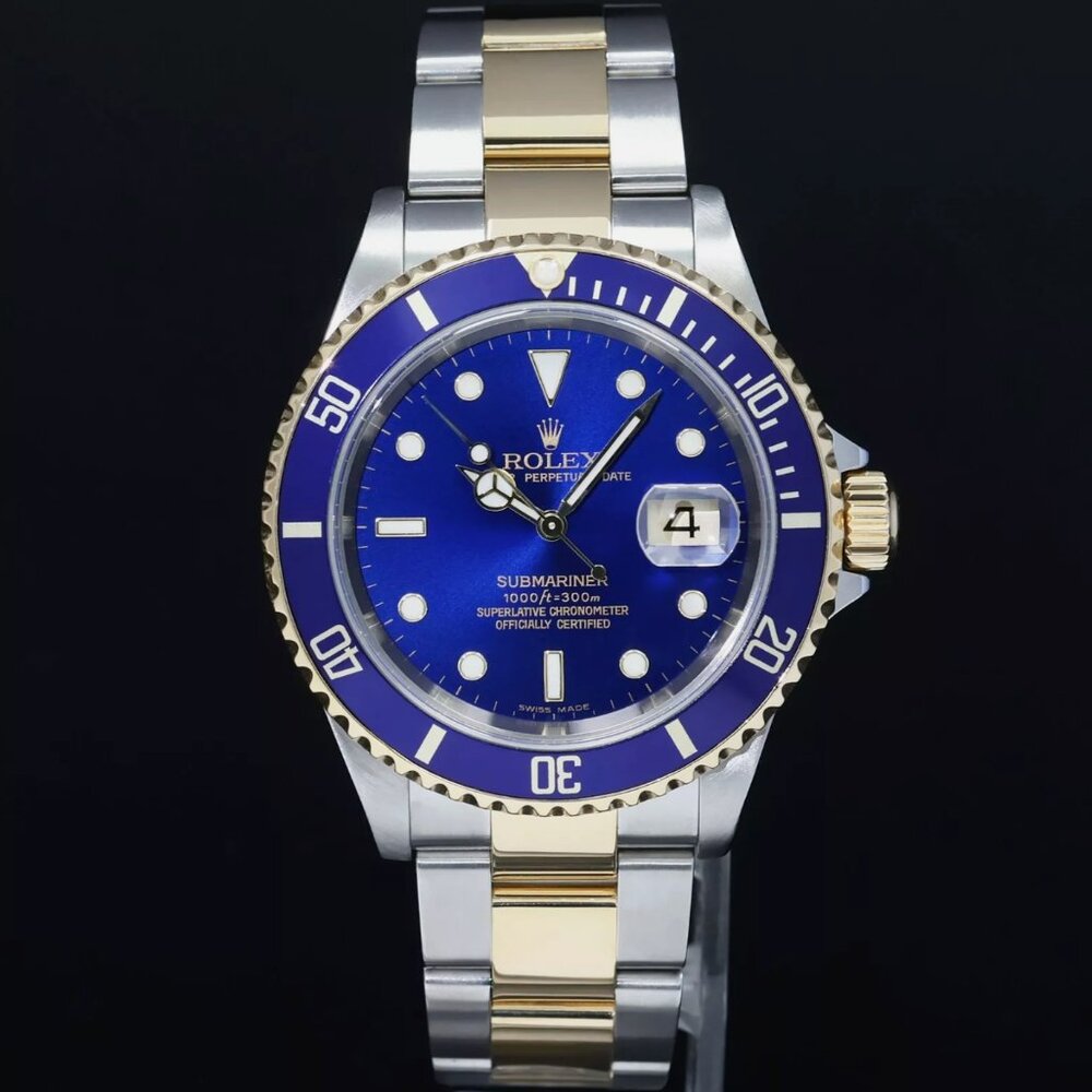 MINT Rolex Blue Two Tone Gold Men's Watch PAPERS BOX